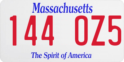 MA license plate 144OZ5
