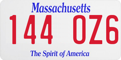 MA license plate 144OZ6