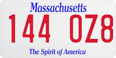 MA license plate 144OZ8