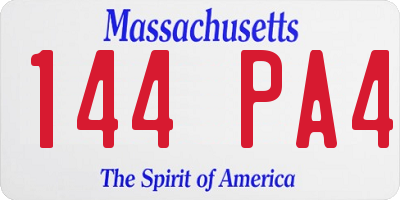 MA license plate 144PA4