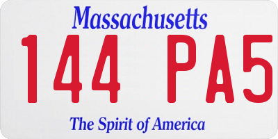 MA license plate 144PA5