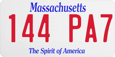 MA license plate 144PA7
