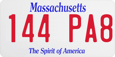 MA license plate 144PA8