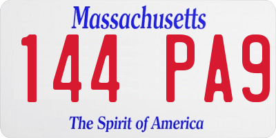 MA license plate 144PA9