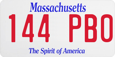 MA license plate 144PB0