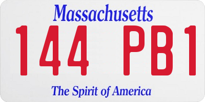 MA license plate 144PB1