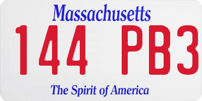 MA license plate 144PB3