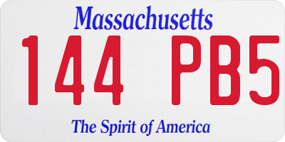 MA license plate 144PB5