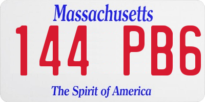MA license plate 144PB6