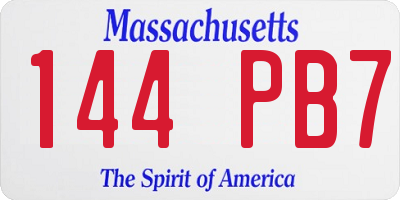 MA license plate 144PB7