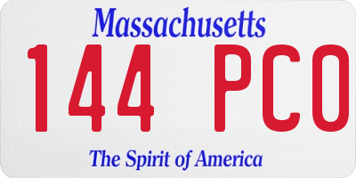 MA license plate 144PC0