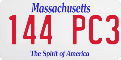 MA license plate 144PC3