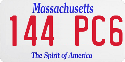 MA license plate 144PC6