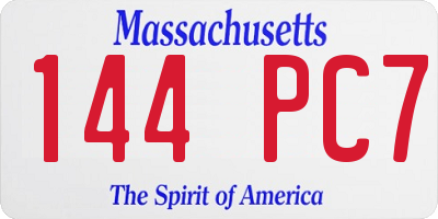 MA license plate 144PC7
