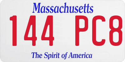 MA license plate 144PC8