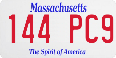 MA license plate 144PC9