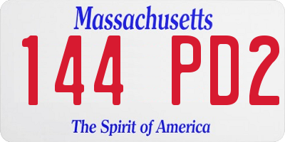 MA license plate 144PD2