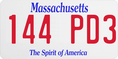 MA license plate 144PD3
