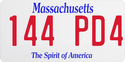 MA license plate 144PD4