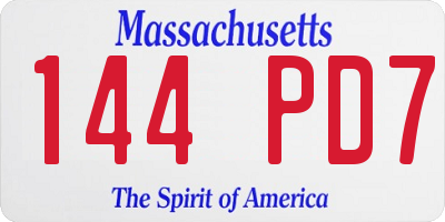 MA license plate 144PD7