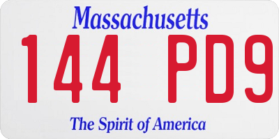 MA license plate 144PD9
