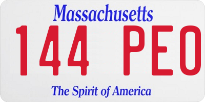 MA license plate 144PE0