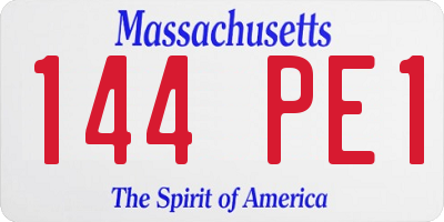 MA license plate 144PE1