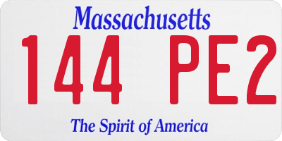 MA license plate 144PE2
