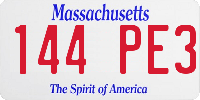 MA license plate 144PE3