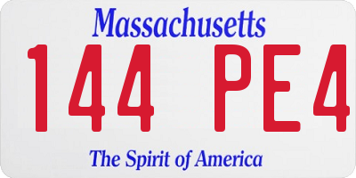 MA license plate 144PE4