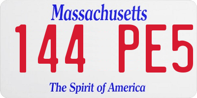 MA license plate 144PE5