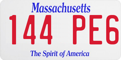 MA license plate 144PE6