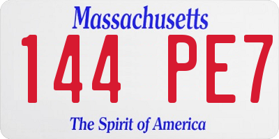 MA license plate 144PE7