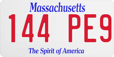 MA license plate 144PE9