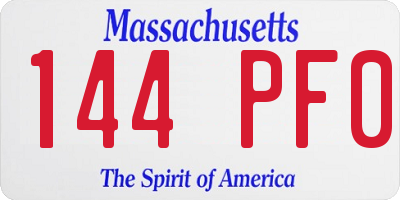 MA license plate 144PF0