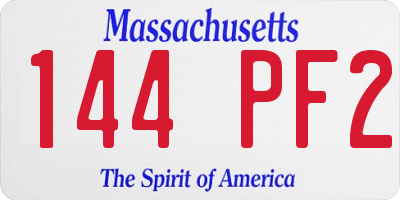MA license plate 144PF2