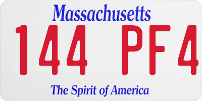 MA license plate 144PF4