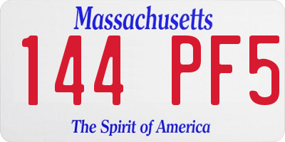 MA license plate 144PF5
