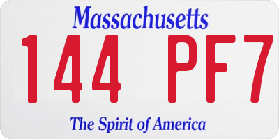 MA license plate 144PF7