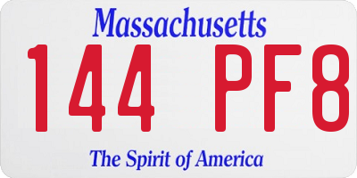 MA license plate 144PF8