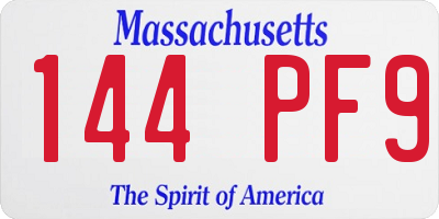 MA license plate 144PF9