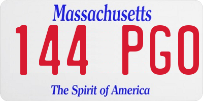 MA license plate 144PG0