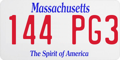 MA license plate 144PG3