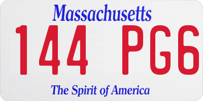 MA license plate 144PG6