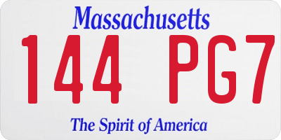 MA license plate 144PG7