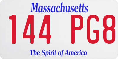 MA license plate 144PG8