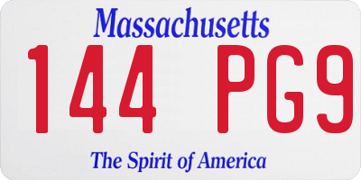 MA license plate 144PG9