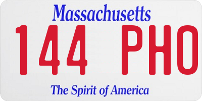 MA license plate 144PH0