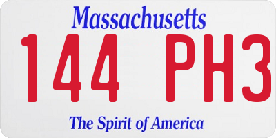 MA license plate 144PH3