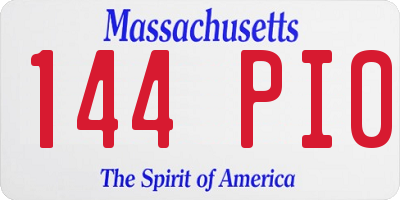MA license plate 144PI0